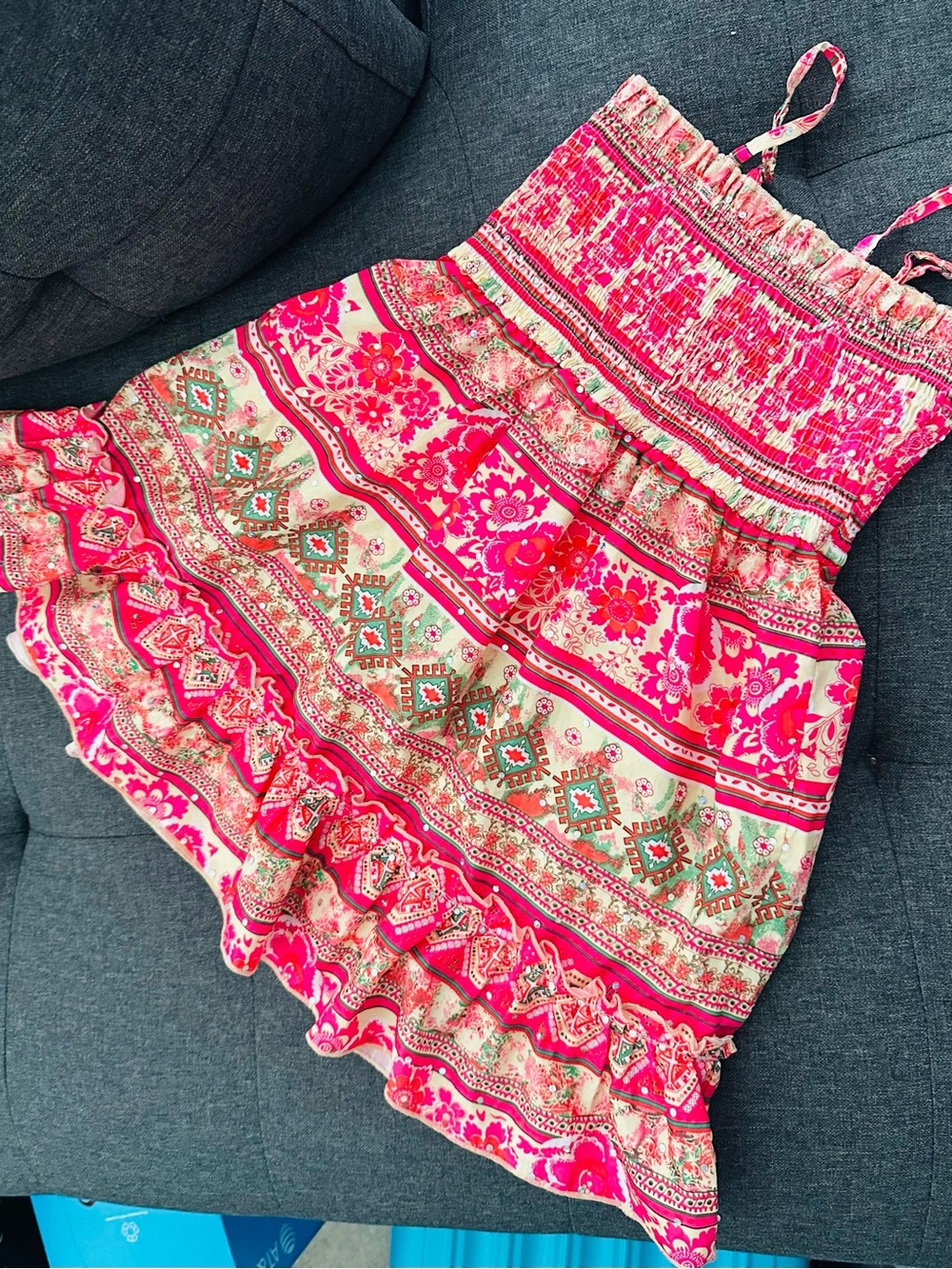 Squeeze Girls Pink Floral Printed Sundress